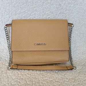 Calvin Klein Tan Shoulder Bag with Chain Strap